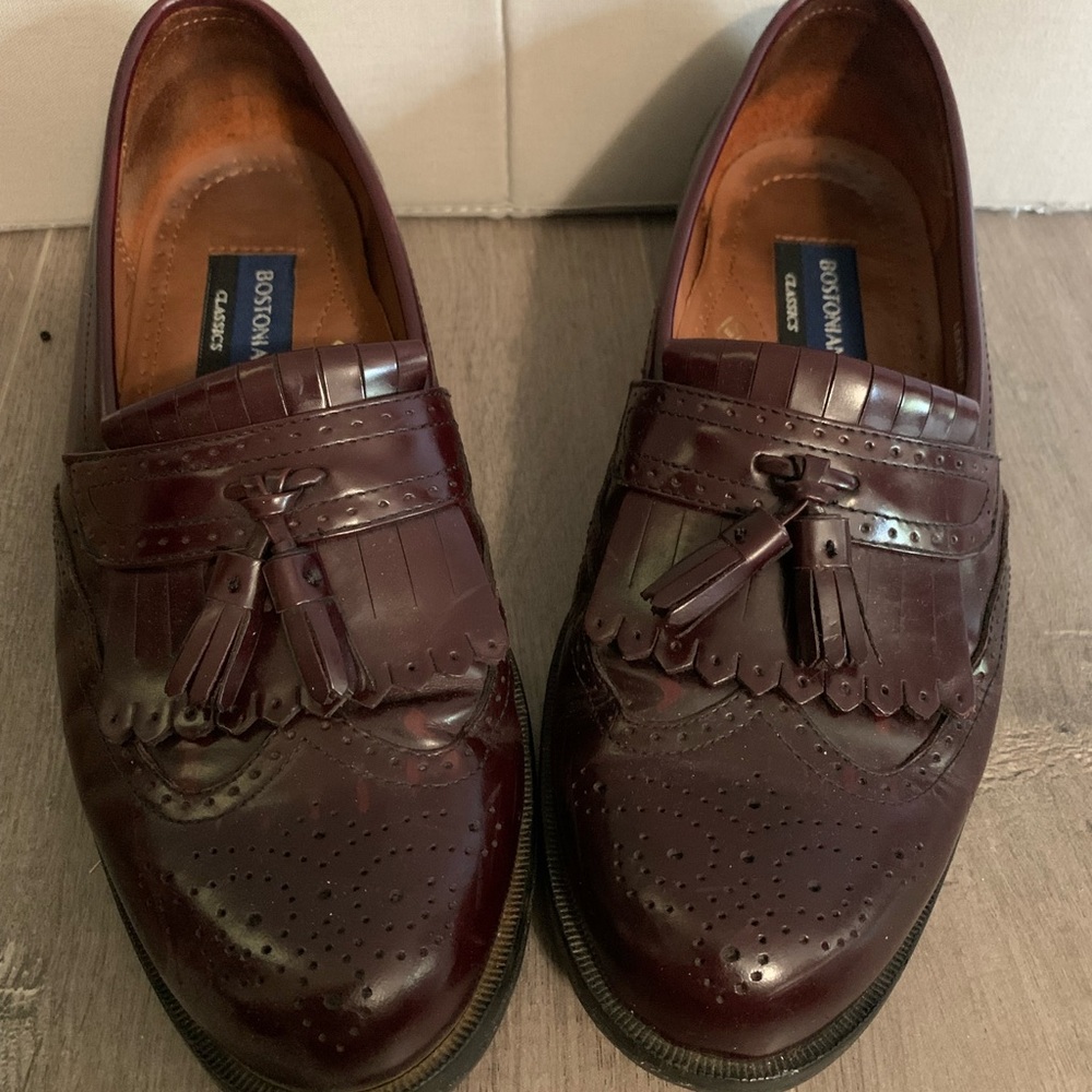 Bostonian tassel loafers wing-top style brown resoled good condition size 7